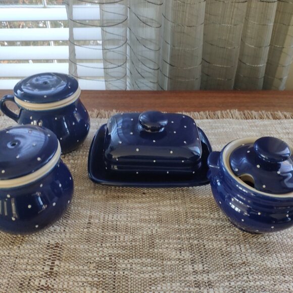 RKM Rheinsberger Germany Set of 4, VTG Jam Pot, Butter Dish, Tea Mug signed, - Picture 2 of 14